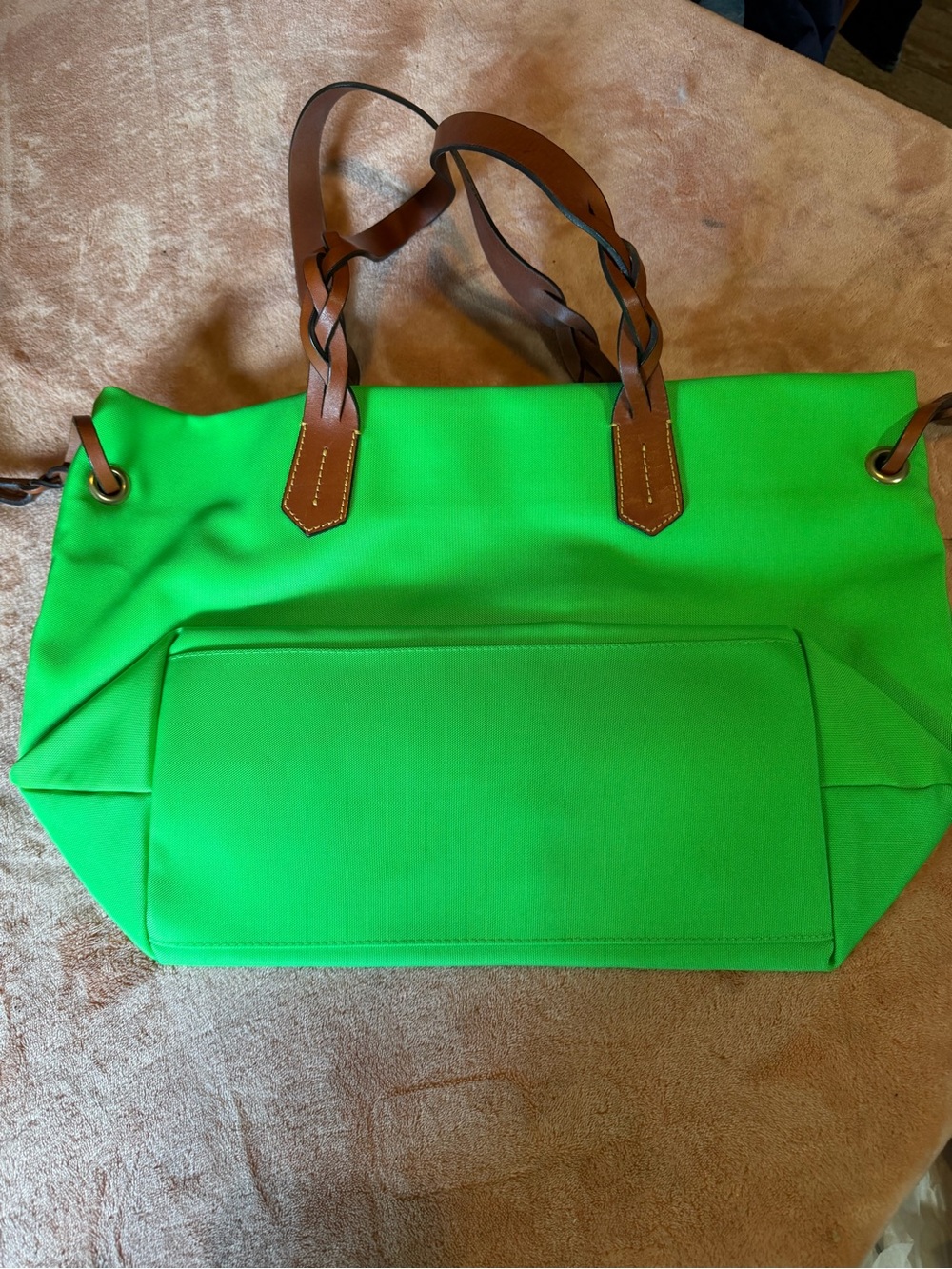 Dooney & Bourke Green Tote with Brown Leather Handles - Picture 2 of 9
